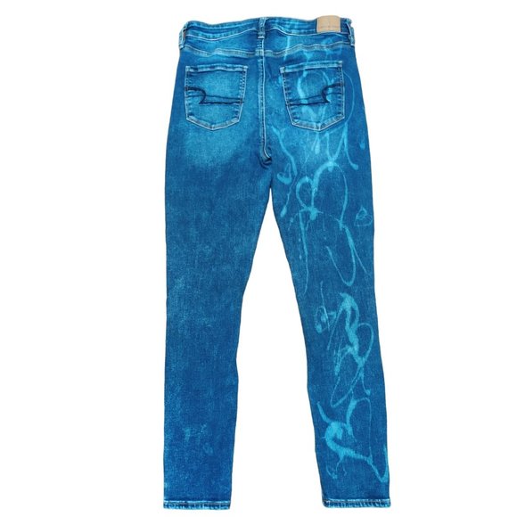 American Eagle Womens Jeans Upcycled Super Hi Rise Jegging Skinny Denim sz 10 - Picture 2 of 8